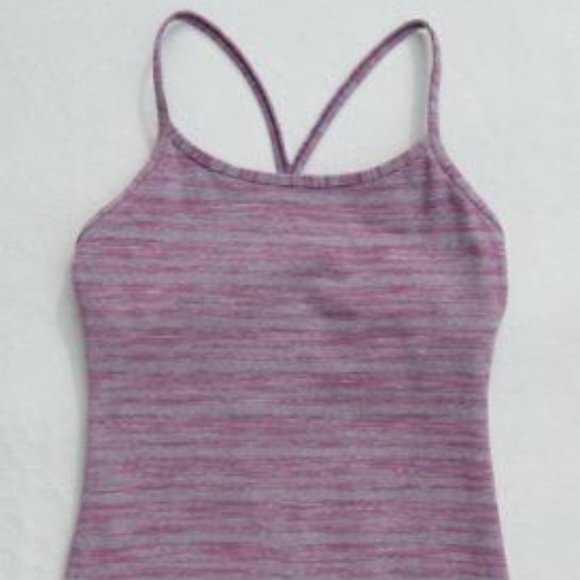 Lululemon Power Y Tank Space Dyed Purple Gray Stri - Picture 4 of 9